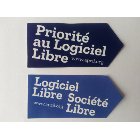 Autocollants "Logiciel Libre Société libre" + "Priorité au logiciel libre"